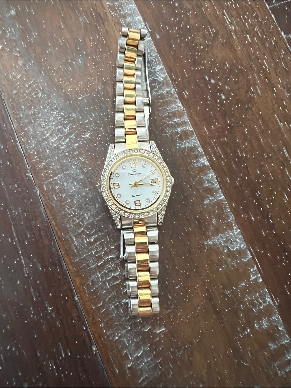 Premier Designs Two-Tone Gold and Silver Crystal Bezel Women's Watch